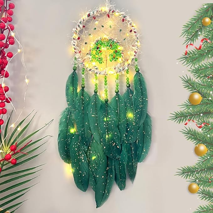 Christmas Crystal Dream Catcher Handmade Christmas Dreamcatcher Hanging Decoration Home Wall Decoration Craft Ornament