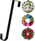 15” Wreath Hanger Over the Door Hooks, Non Scratch Wreath Door Hanger Hooks for Hanging Welcome Sign, Metal Wreath Hangers for Front Door Décor, Thin Door Hanger for Easter Halloween Home Decoration