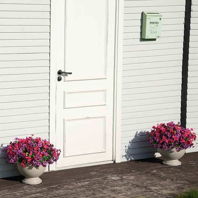 24 Bundles Artificial Flowers for Outdoor Realistic Faux Flower Spring Summer Garden Home Decoration,Hanging Daisy with Eucalyptus Leaves Fake Plants Greenery Balcony Porch Patio Front Door Decor