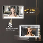 LOAAO 55"X40" LED Mirror for Bathroom, Lighted Bathroom Mirror with Lights, Anti-Fog, Dimmable, Memory Function, Clear Reflectionn