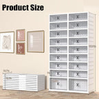 GCCSJ 9-Tier Foldable Shoe Rack Organizer, Plastic Collapsible Shoe Shelf, Folding Shoe Box Storage Cabinet with Magnetic Clear Door Easy Assembly (White, 9 Tiers 36 Pairs)