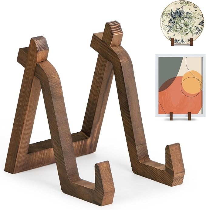 ANBOXIT Plate Display Stand, 8 Inch Plate Holder for Displaying, Decorative Picture Frame Dish Photo Plaque Platter Wood Stand