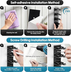 Hat Organizer for Baseball Caps, 2 Pack Hat Rack for Wall Closet Door Hold up to 16 Hats,Hat Holder with Adhesive and 8 Screws, Hat Hanger Cap Holder Hat Hangers for Wall Closet Door Bedroom(A-Black)