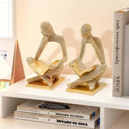 Sparkling Gold Reading Women Statue Set, Thinker Sculptures, Abstract Art Ornament, Modern Aesthetic Figurine Decoration for Home Living Room Bedroom Office Shelf Table Desk Bookshelf Decor