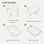 Vacuum Compression Bags for Travel with Pump 180° Open Vacuum Seal Bags for Carry-on Luggage Home Storage, IP67 Waterproof Space Saver Storage Bag (1 Large Pack + Pump Black)