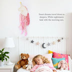 Pretty Jolly Unicorn Dream Catchers for Little Girls Bedroom Handmade Kids Dreamcatcher with Fluffy Pom Poms Feathers&Beads,Nursery Wall Decor for Toddler Girls Room,Children Birthday Gift(Yellow)