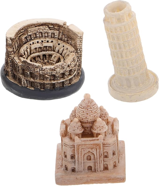 1Set Miniature Landmark Model Famous Building Decor for Office Home Includes Colosseum Taj Mahal Leaning Tower Detailed Micro Scene Accessories for Stylish Decor