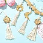 LiQunSweet Handmade Rattan Weave Cotton Rope Tassel, 4Pcs, 25x4.5cm, for Bag Charms, Keychains, Home Decor & Craft Projects