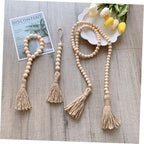 1 Set Rustic Wooden Beads with Tassels and Rope Versatile Wall Decor for Living Room Bedroom Office and Garden Stylish Home Decoration for Festivals and Parties
