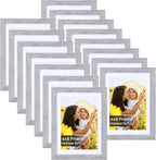 Lyeasw 5x7 Picture Frame 15 Pack, Display Pictures 5x7 with Mat or 6x8 without Mat, Grey Bulk Photo Frames for Wall or Tabletop