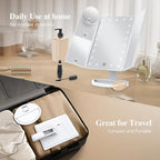 HUONUL Makeup Mirror, Vanity Mirror with Lights, 2X/3X/10X Magnification, Touch Control, Trifold, Dual Power Supply, Birthday Gifts for Women, Wife, Mom, Girls,Dorm Room Essentials