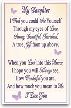 Daughter, You are Strong, Beautiful & Loved Mirrored Musical Glitter Globe with Enameled Butterfly