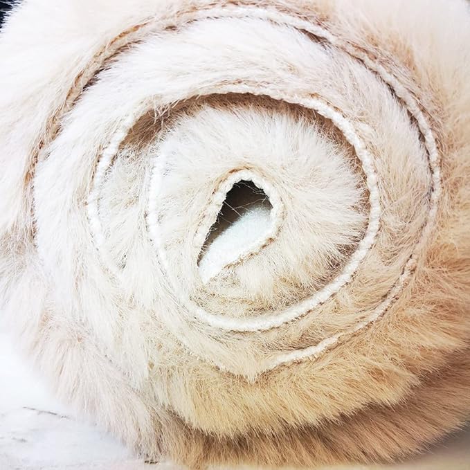 Ghouse Faux Rabbit Fur Round Rug 4ft Light Brown Beige Round Rugs for Bedroom Decor Fluffy Area Rugs for Living Room, no-Shedding Carpet Sheepskin Washable Rug Rome Decor