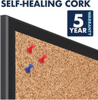Quartet Cork Bulletin Board 36"W x 24"H Pin Board, Black Aluminum Frame (2303B)
