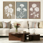 BINCUE Boho Floral Wall Painting Framed Botanical Wall Art Decor Flower Print Flower Artwork Floral Art Prints Flowers Pictures for Living Room Bedroom Dining Room Farmhouse 16x24 Inch Set of 3 Gift