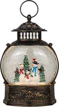 Wondise Lighted Christamas Snow Globe Lantern with Timer, 11.2 Inch USB Plug-in & Battery Operated Spinning Water Glitters Lighted Singing Snow Globe(Snowman)