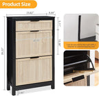2 Flip Drawers Shoe Cabinet Storage for Entryway, Narrow Shoes Organizer Cabinet for Front Door Entrance, Free Standing Hidden Wooden Hallway Shoe Rack(Oak&Black)