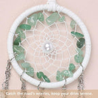 Pretty Jolly Crystal Stone Small Dream Catchers Green Feathers Mini Dreamcatchers with Beads for Cars Rear View Mirror Hanging Decoration Good Luck Travel Charm Bedroom Ornaments for Women Girls