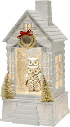 Owl Christmas Snow Globe Lantern with 8 Music Songs & 6H Timer Water Snow Globe Lantern USB & Battery Operated for Christmas Festival Decorations Gifts (Owl)