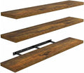 AMADA HOMEFURNISHING 47.2" L Floating Shelves, Wall Shelves Set of 3 for Bathroom/Living Room/Bedroom/Kitchen, Floating Shelves for Wall Decor with Invisible Brackets - AMFS55V