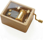 Hand Crank Wooden Music Box - Beech Wood with Clear PVC Window, Premium Golden Movement, Mini Size 6x4.5x3cm, 80g - Ideal Gift for Loved Ones (Contemporary, Let It Go)