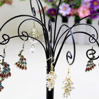 10.6 inch Ornament Tree Display Stand Rotating Decor, Decorative Black Metal Tabletop Display Stand Features Multiple Hooks, Display Rack for Ornaments Glass Globes Balls and Small Craft Items (2PCS)