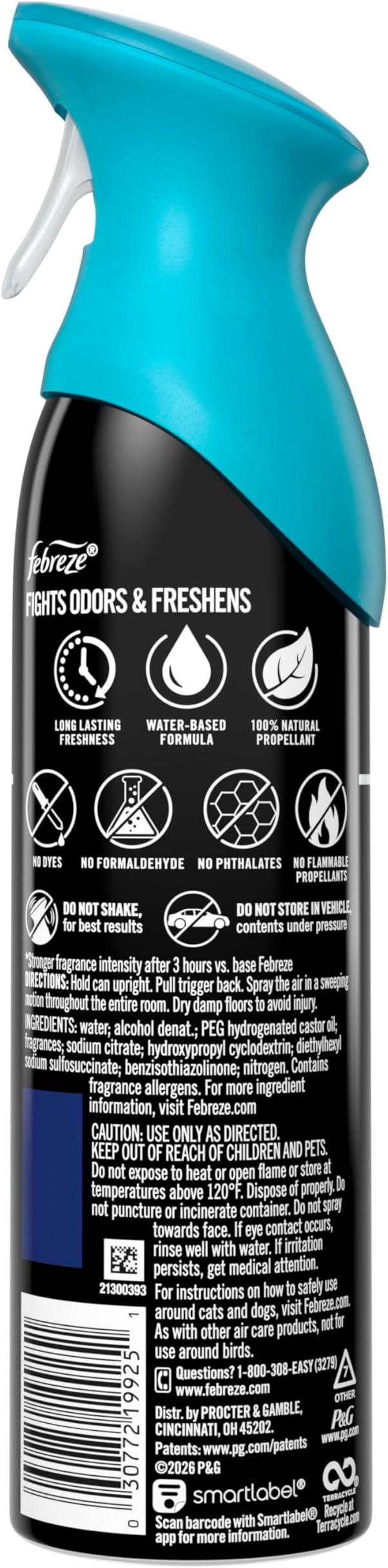 Febreze Air Mist, Air Freshener Spray, Odor Fighting Room Spray, Deodorizer for Home Bathroom Kitchen Office Apartment Dorm Room Classroom, Unstopables Fresh Scent, 8.1oz (Pack of 6)