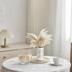 Ceramic Vase for Flowers – Modern Small Ribbed Textured Flower Vase for Home Decor, Pampas Grass, Decorative, Farmhouse, Coffee Table, Kitchen Centerpieces, Bookshelf and Home Living (Green and Beige)