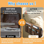 Armchair Caddy, Sofa Armrest Organizer, Non Slip Recliner Organizer, Remote Control Holder for Recliners, Couch Caddy with 14 Pockets Storage for TV Remote, Phone, Magazine (Brown)