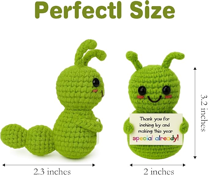 Caterpillar Thank You Gift – Mini Handmade Crochet with Appreciation Card – Funny Small Present for Teachers Coworkers Volunteers – You Made This Year Special!