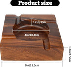 Premium Extra Large Wooden Cigar Ash Tray with 3 Cigar Cutter set, Cigarette Ashtray for Smokers Outside Patio Home Office Bar Use
