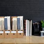 12 Pcs Cardboard Magazine File Holder Boxes with Labels, Magazine Holder Desk Organizer for Documents Storage, Foldable Folder Holder File Organizer Box Vertical File Folder Box for Desk
