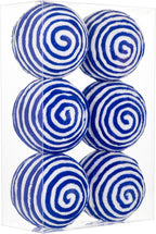 Briful 3.94'' Blue and White Christmas Ornament Balls, 6PCS Large Decorative Yarn Balls Xmas Tree Hanging Ornaments with Strings for Holiday Party Christmas Decor