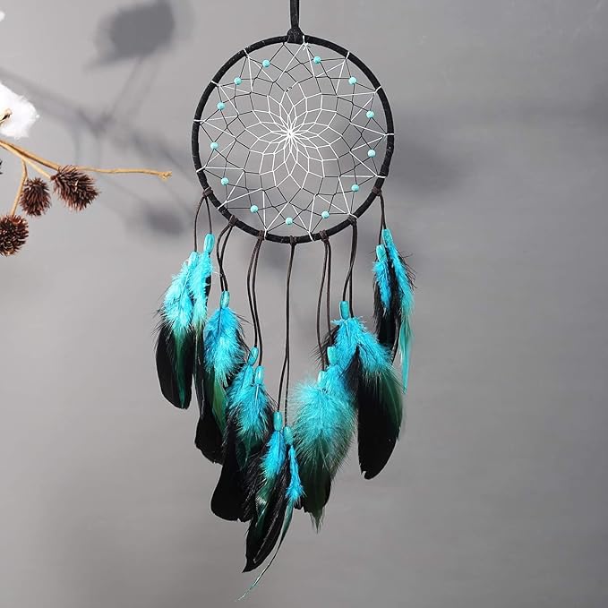 Dream Catcher Handmade Blue Feather Dreamcatchers Wall Hanging Ornament for Kids Home Decoration Girl Bedroom Craft Gift