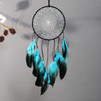 MOONFLY Dream Catcher Handmade Traditional Feather Dreamcatcher Hanging Home Wall Decoration Craft Ornament for Home, Bedroom, Kids, Boys Native American Style Décor (Blues)