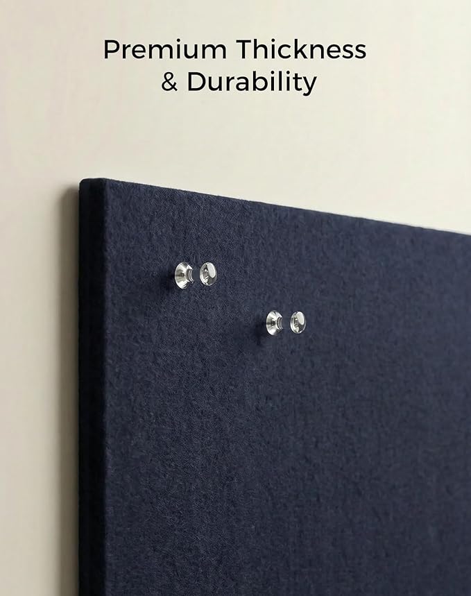 Aothia Felt Bulletin Board Tiles for Wall, 12 Pack Large 48" x 36", Felt Wall Tiles Cork Board Alternative, Adhesive Bulletin Board Tiles for Office, Classroom & Home, Navy Blue