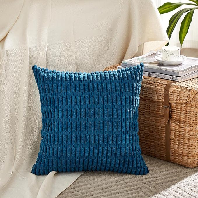 Fancy Homi 4 Packs Decorative Throw Pillow Covers for Living Room Couch Bed, Modern Farmhouse Boho Home Décor Accent Cushion Case, 16" x 16", Teal