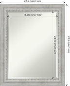 Amanti Art White Wall Mirror 28x22 Rustic White Wash Rectangle Bathroom Mirror for Wall Decor Living Room, Medium Country Rustic Wood Frame, Hangs Horizonally and Vertically, Bathroom Decor, Beveled