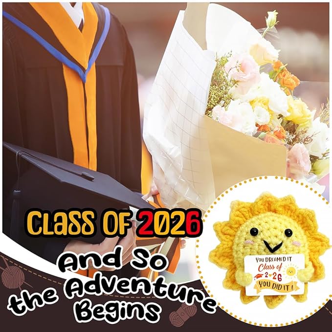 Class of 2026 Graduation Gifts Positive Crochet Sun Doll, Emotional Support Crochet Dolls - Graduation Gifts, College and Masters Graduates Congratulations Present