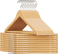SONGMICS Solid Wood Hangers, 20-Pack Coat Hangers with Shoulder Notches, Pants Bar, 360° Swivel Hook, Non-Slip for Jackets, Shirts, Dresses, Natural UCRW001-20