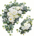 Odouzy Artificial Wedding Arch Flowers for Wedding Sign,Set of 2 for Welcome Ceremony Sign,Faux Floral Swags,Wedding, Banquet and Reception Backdrop Floral Decoration (White Champagne)