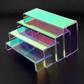 ELEGANTLIFE Acrylic Display Risers Set of 4, 4-Level Tiered Display Stands for Cupcakes, Small Figures & Jewelry, Compact Countertop Display Shelf, Multiple Colors Available (Iridescent)