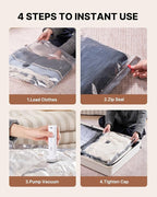 Vacuum Seal Bags for Clothing Travel, VINTAR 12 Pack Vacuum Storage Bags with Rechargeable Wireless Pump, Space Saver Bags(3 Jumbo+3 Large+3 Medium+3 Small) for Travel Luggage, Suitcase Storage