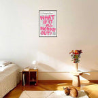 Drimiler Retro Newspaper Pink Font Poster What If It All Works Out Canvas Wall Art Positive Affirming Quote Minimalist Prints Painting For Home Bedroom Dorm Wall Decor 24x36in Framed