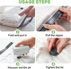 Mapambo Vacuum Storage Bags with -60000Pa USB Pump, 12 Pack Vacuum Seal Bags for Clothing Travel in 3 Sizes, Travel Vacuum Bags with Pump, Saving up to 80% of Luggage Space (12 Combo Size)