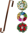 12” Wreath Hanger Over the Door Hooks, Non Scratch Wreath Door Hanger Hooks for Hanging Welcome Sign, Metal Wreath Hangers for Front Door Décor, Thin Door Hanger for Easter Halloween Home Decoration