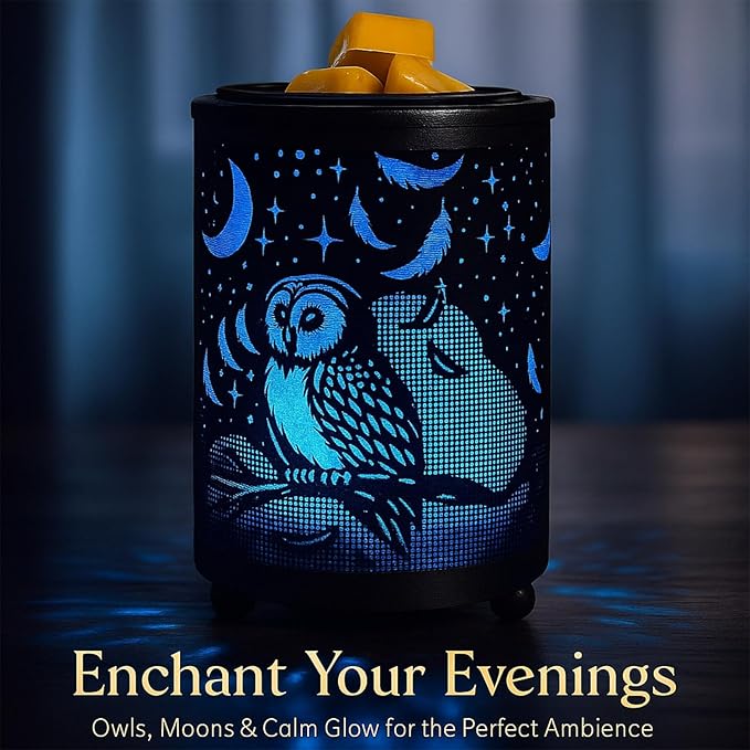 Leyoue Electric Wax Melt Warmer PTC Heating Plate with 7 Colors LED Changing Light Wax Warmer Fragrance Warmer for Home Office Gifts & Decor(Owl)