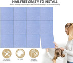 Large Cork Board Alternative 36" X 24" Bulletin Board - 6 Pack Removable Felt Wall Tiles with 20 pushpins, Large Cork Boards for Walls Cork Board for Office Pin Board Tack Board - Soft Periwinkle
