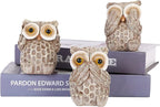 Set of 3 Owl Statues Home Décor, Cute Owl Figurines for Shelf, Living Room Bedroom Office Desktop, Bookshelf, Animal Sculptures Gifts,Small Decor Accents Items for Birds Lovers