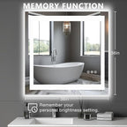 DUMOS 36.1"x36.1" LED Bathroom Mirror, Smart Anti-Fog Bathroom Vanity Mirror with Front Light & Backlit, 3 Color Temperatures, Dimmable, Memory Function